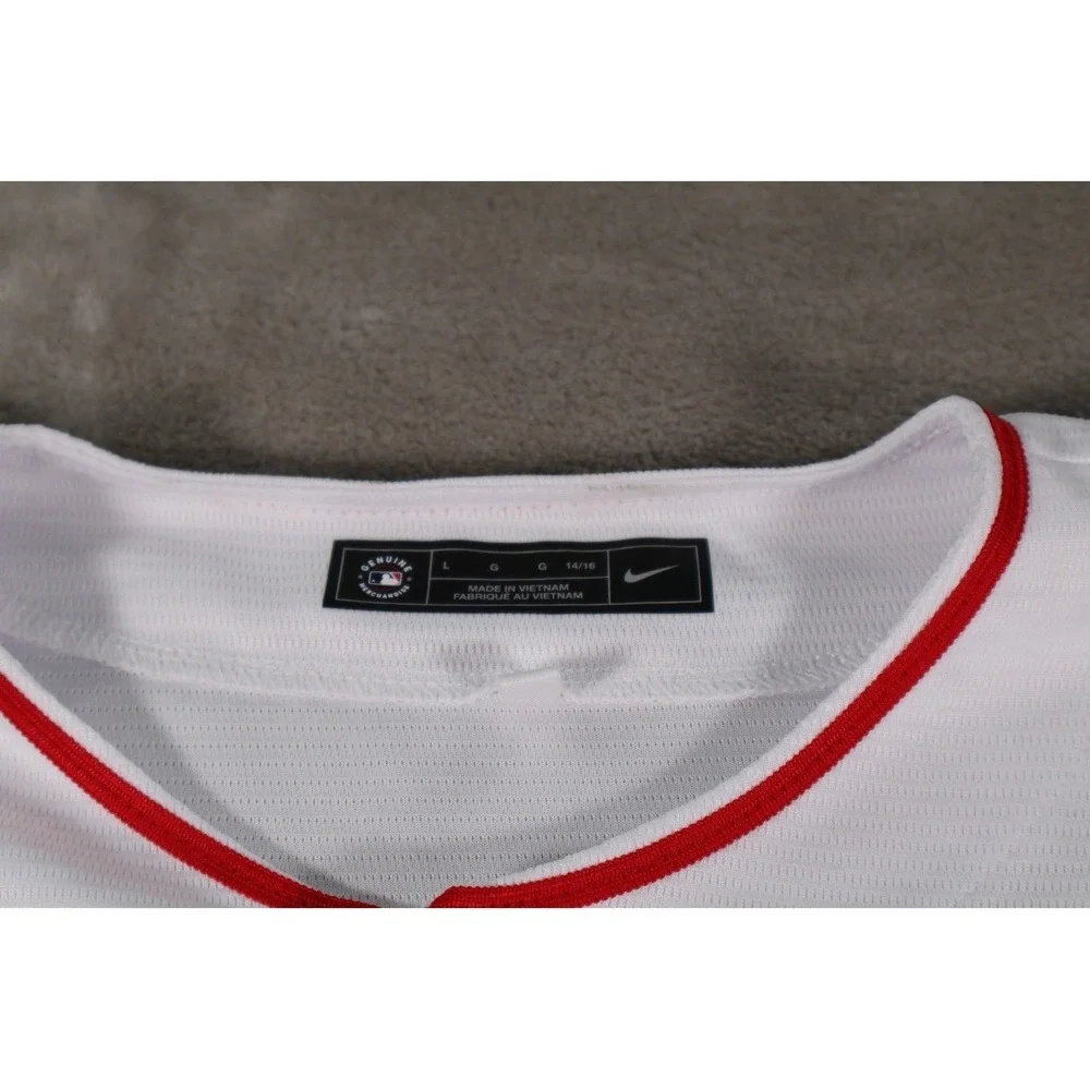 Los Angeles Angels Baseball Jersey Boys Large White Mike Trout MLB Nike Button